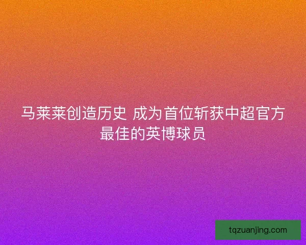 马莱莱创造历史 成为首位斩获中超官方最佳的英博球员